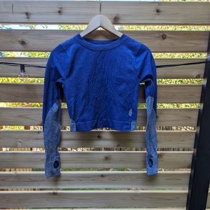 FP movement blue long sleeve cropped seamless top M/L
